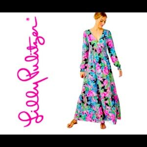 Womens Dresses Lilly Pulitzer Mistral Maxi Dress in Onyx Jaguar Jungle, Size M